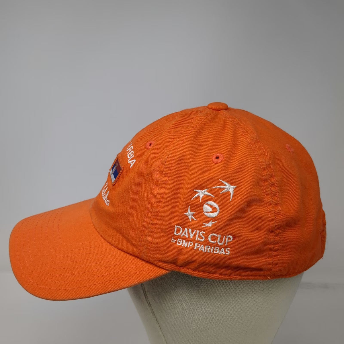 American Needle Baseball Cap Orange OSFM Davis Cup USA Serbia Boise Idaho Hat