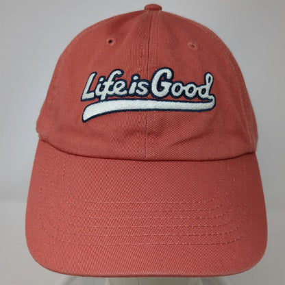 Life is Good Baseball Cap Pink One Size Adjustable Hat Script Logo Slideback