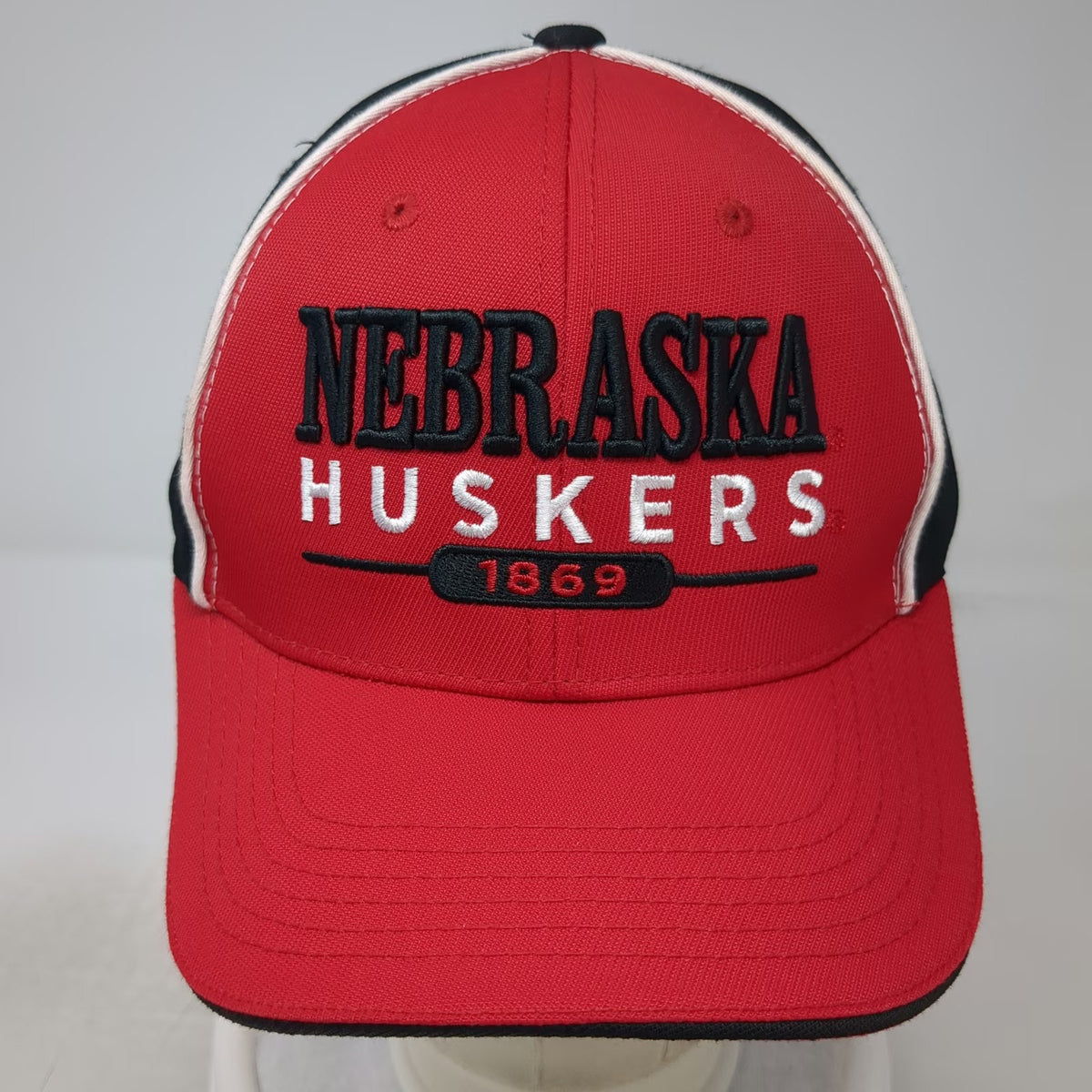 Nebraska Huskers NCAA Captivating Snapback Hat Red Black White One Size 1869 N