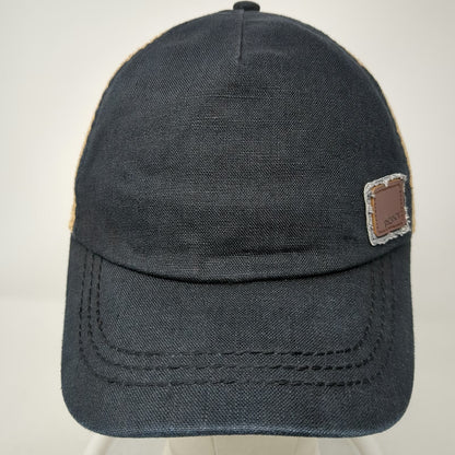 Roxy 5 Panel Black Beige Pink Green Hat One Size Straw Woven Floral Strapback