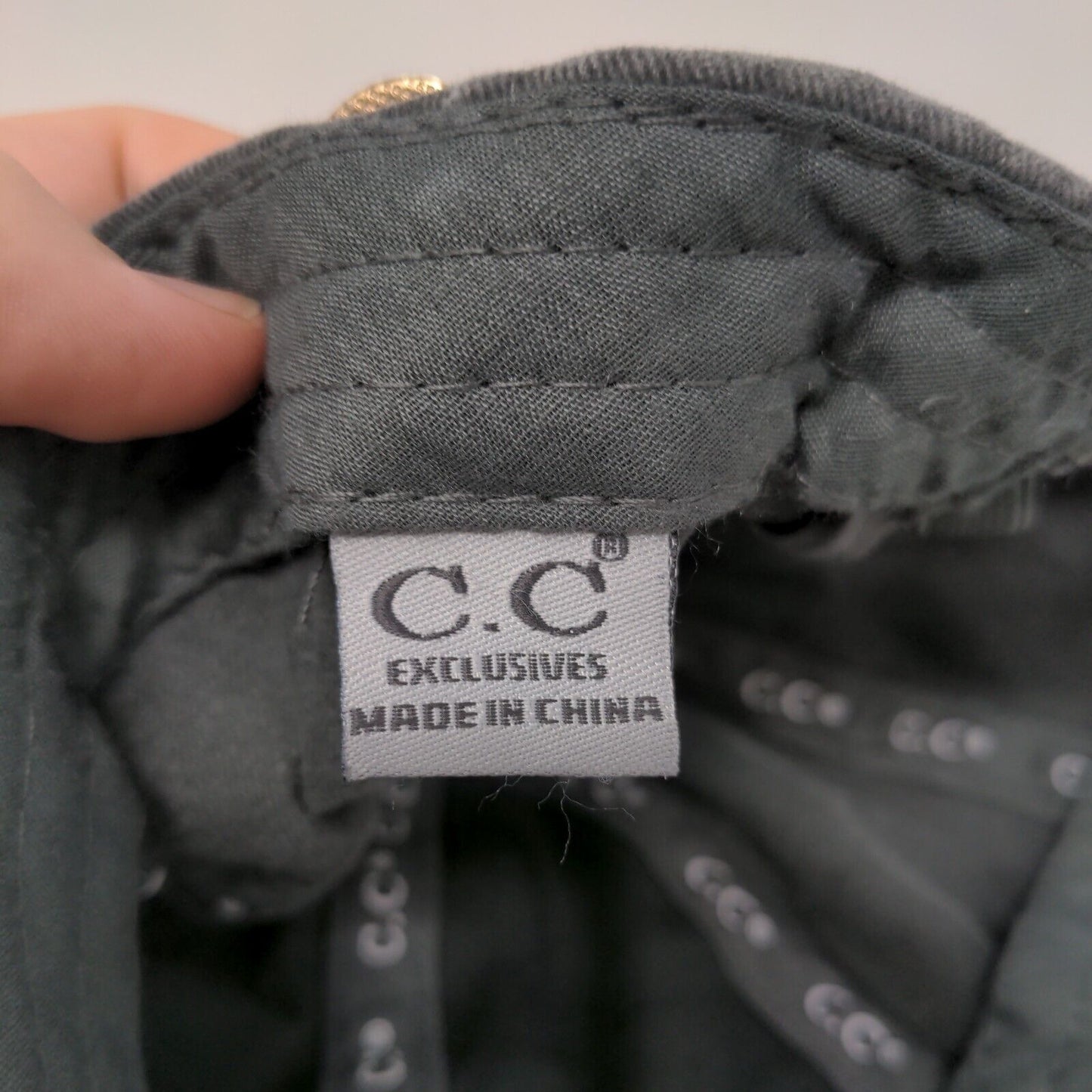 C.C Exclusives Strapback Hat Gray One Size Adjustable Ponytail Criss Cross