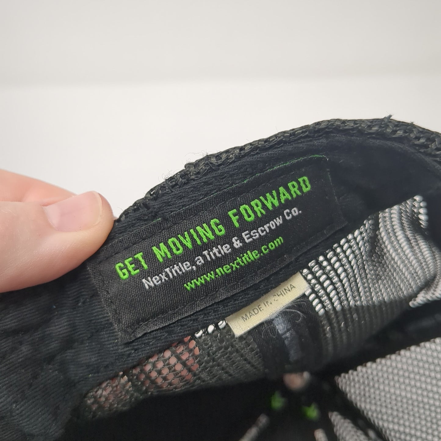 Get Moving Forward Trucker Hat Black One Size Embroidered Logo Mesh Back