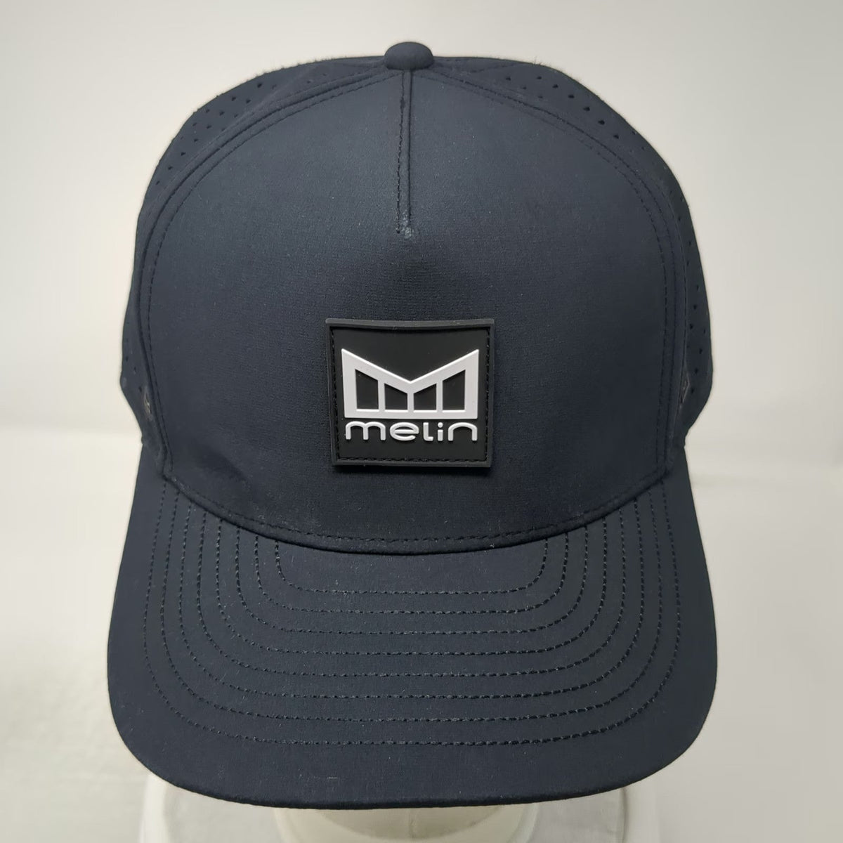 Melin Trucker Hat Black L Hydro Odysea Snapback Perforated Logo Patch