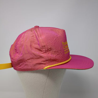 Town Talk Poplar Creek Country Club Golf Hat Pink Yellow OS Rope Brim USA Made