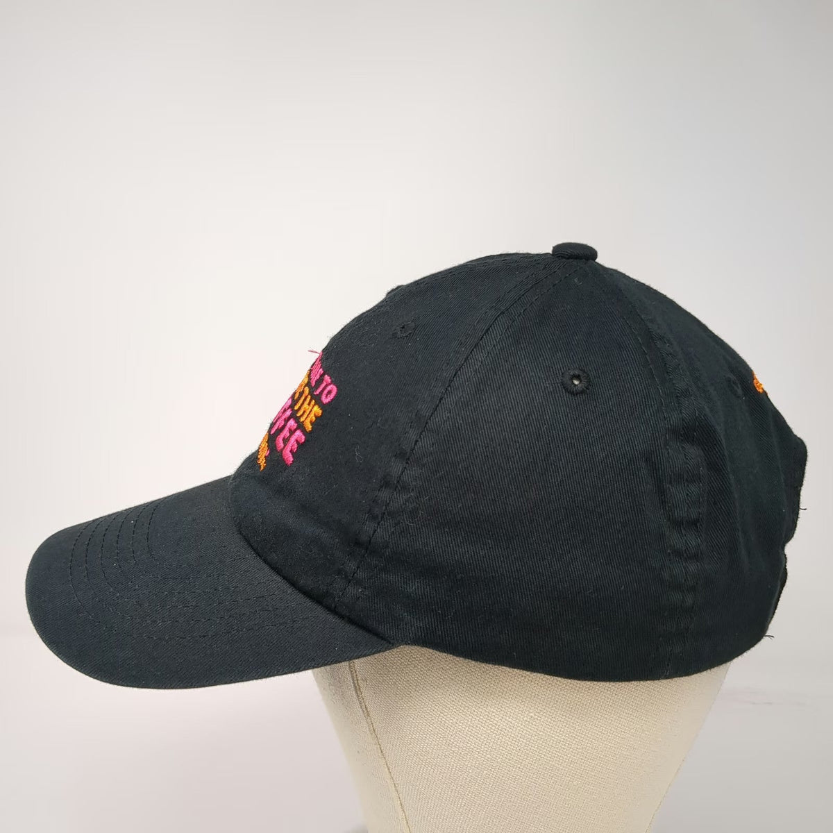 Dunkin DNKN Coffee DD Perks Black Baseball Cap Hat One Size Strapback Embroidery