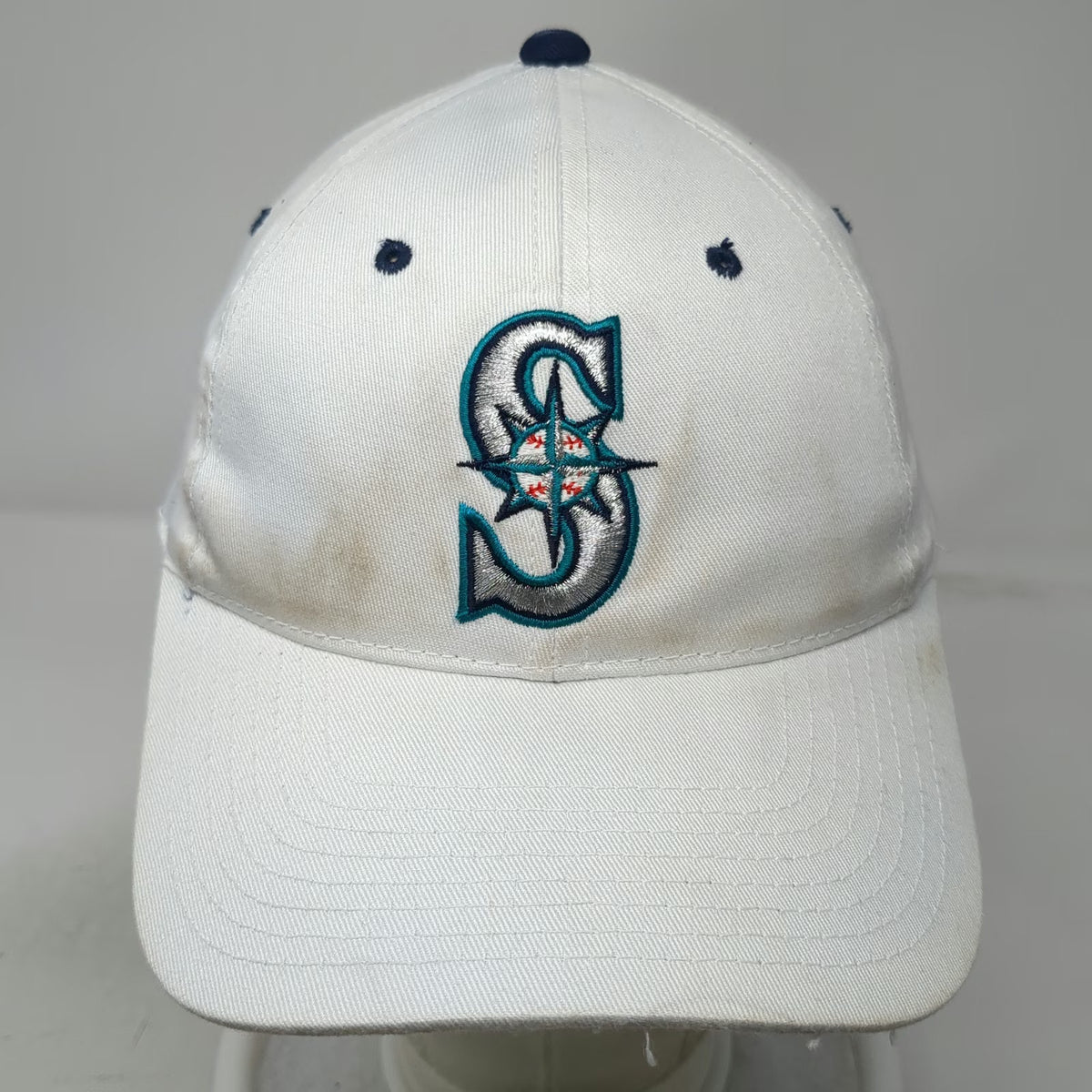 Seattle Mariners MLB Signatures Snapback White Hat OSFM Embroidered Logo Blue
