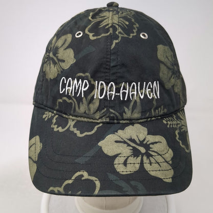 Hyp Baseball Cap Black Green Hibiscus Floral Print Camp Ida-Haven Hat One Size