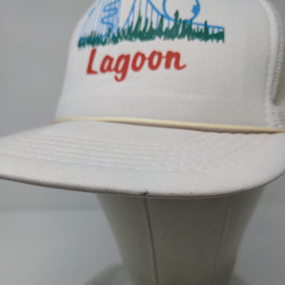 Lagoon Snapback Trucker Hat White OSFA Adjustable Mesh Back Rope Polyester