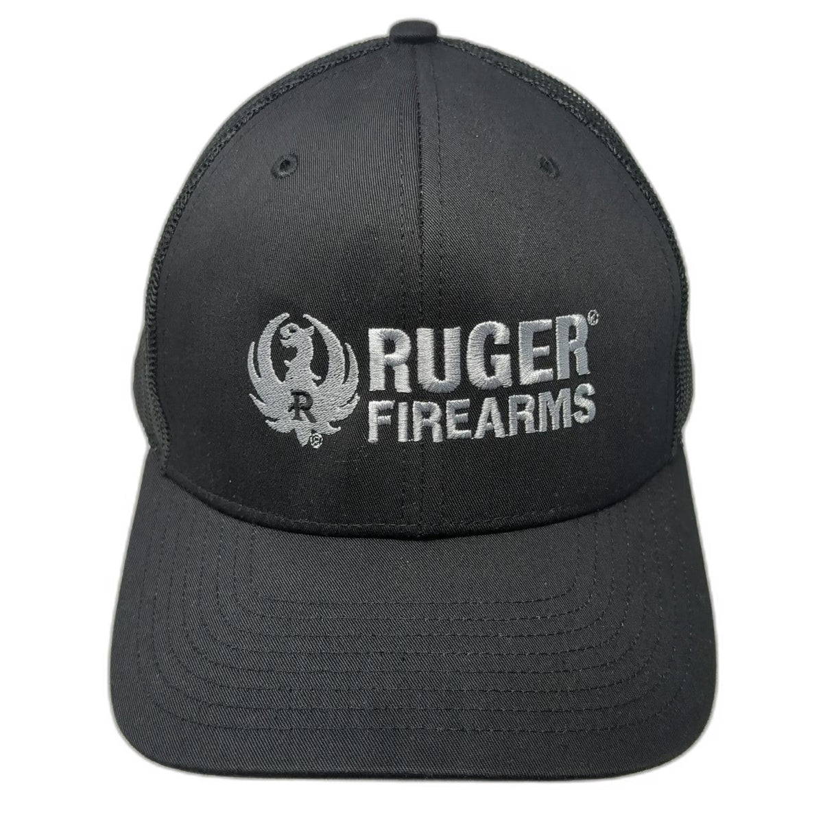 Richardson 112 Ruger Firearms Black One Size Trucker Hat Snapback Mesh Logo