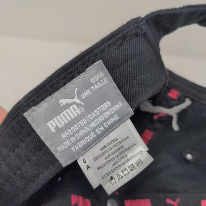 PUMA Slideback Hat Black OSFA Adjustable Embroidered 6 Panel Cotton