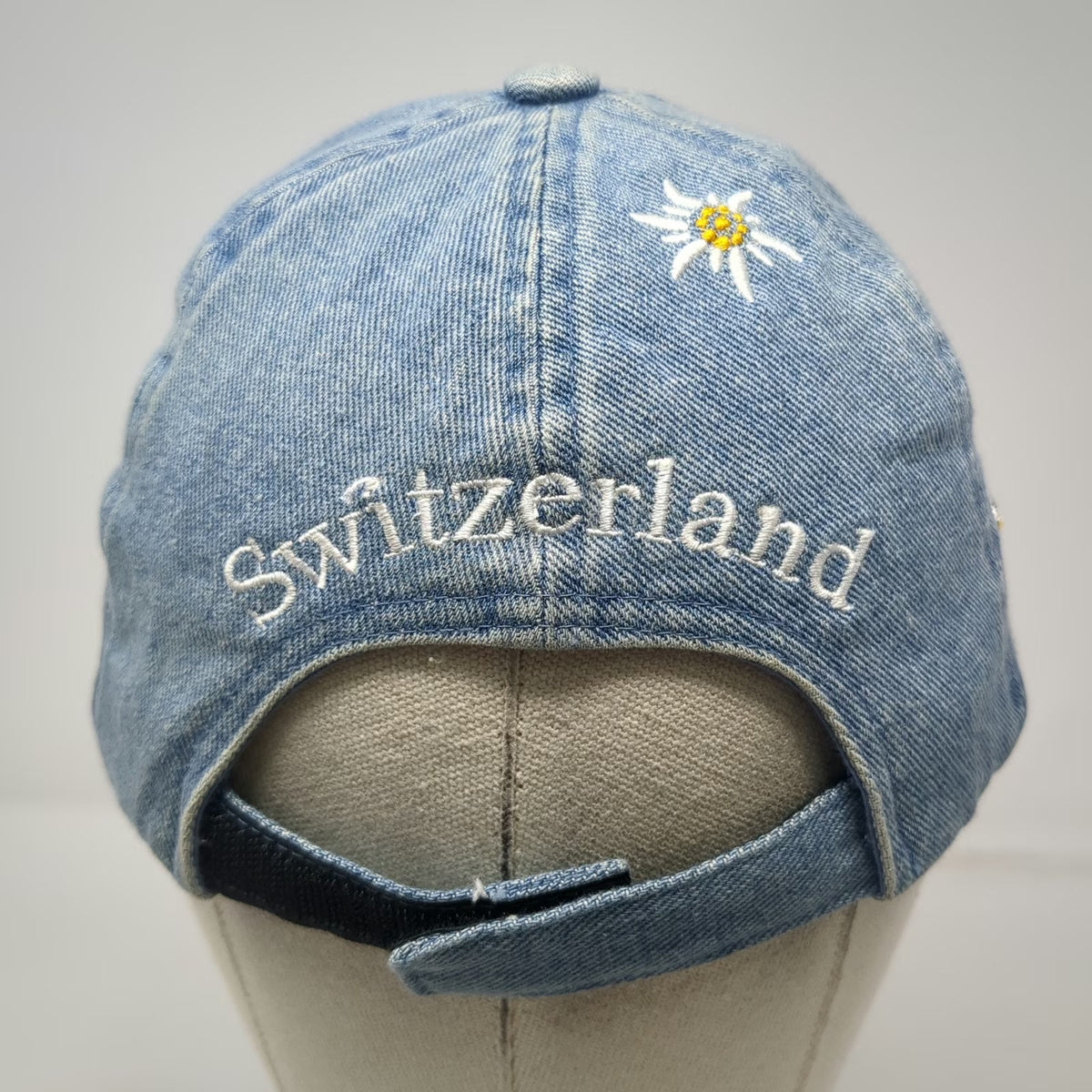 Cotter Baseball Cap Blue One Size Denim Edelweiss Floral Switzerland Hat Flower