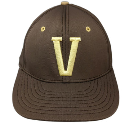 The Game Falcons Cap Brown Gold Size 7 3/8 Fitted Hat Gametek Embroidered V Logo