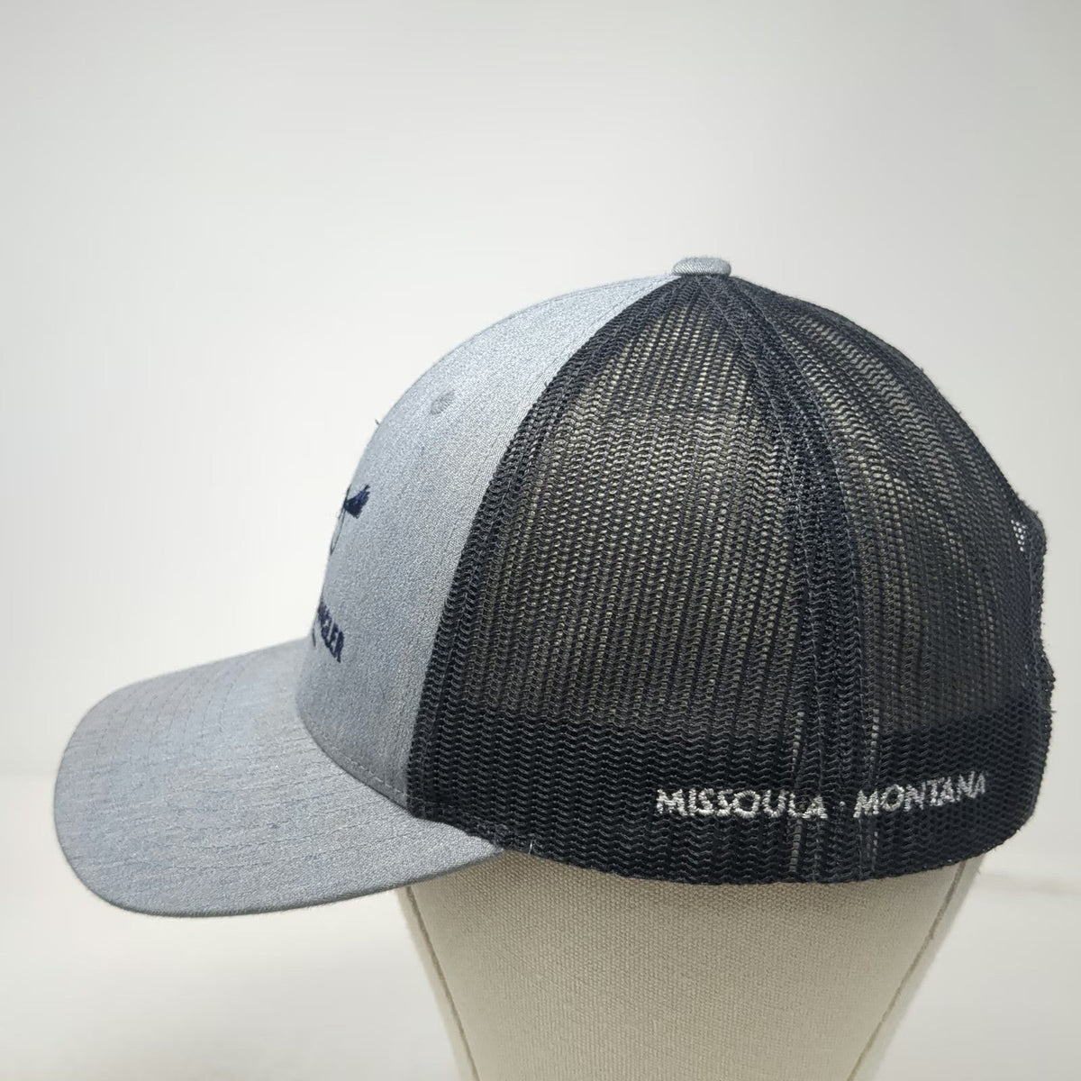 Richardson Trucker Hat Gray Black L Fly Fishing Missoula Montana Snapback Hat