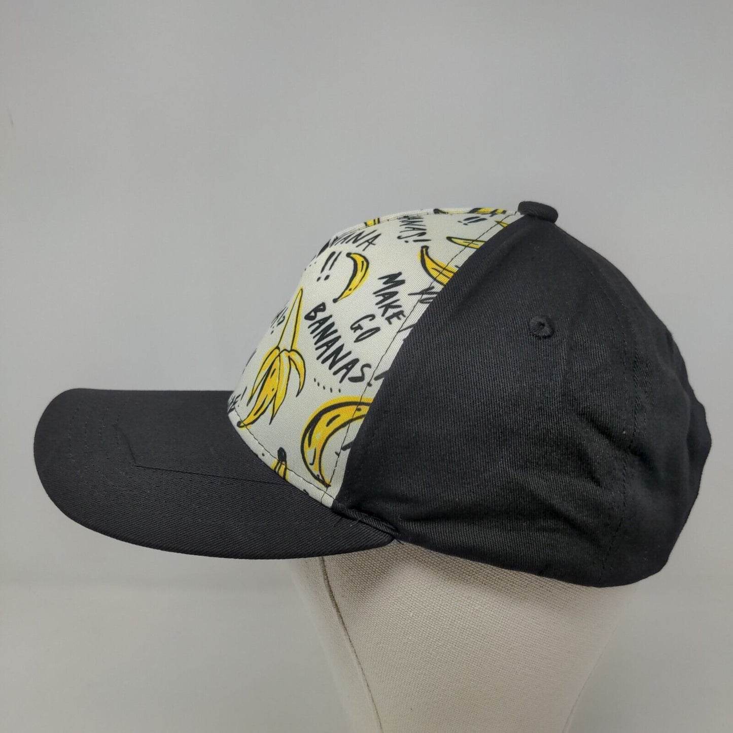 Unbranded Men's Snapback Hat Black White Graphic Bananas Logo