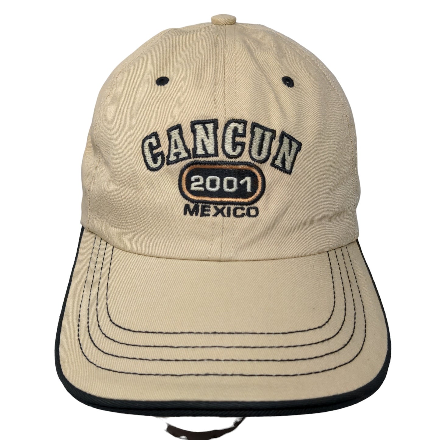 Ahead Men's Strapback Hat Tan Embroidered Cancun Y2K Vintage 2001 Logo