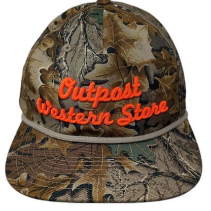 Richardson 5 Panel Brown One Size Outpost Western Store Camo Rope Snapback Hat