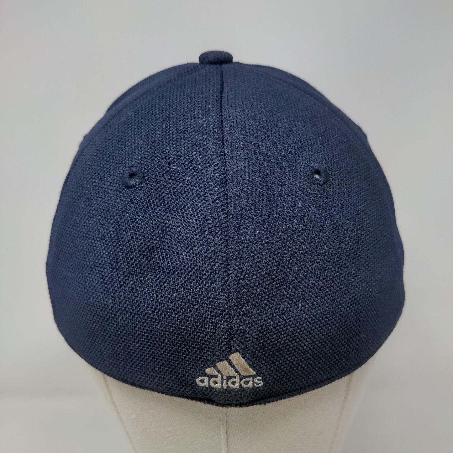 Adidas 3 Stripes Fitted Hat Blue S/M Embroidered Logo Always Cool