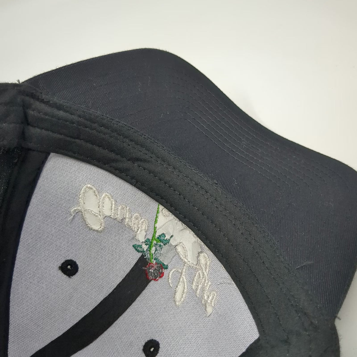 Anni Lyn Sportswear Snapback Hat Black One Size Rose Embroidery Curved Brim