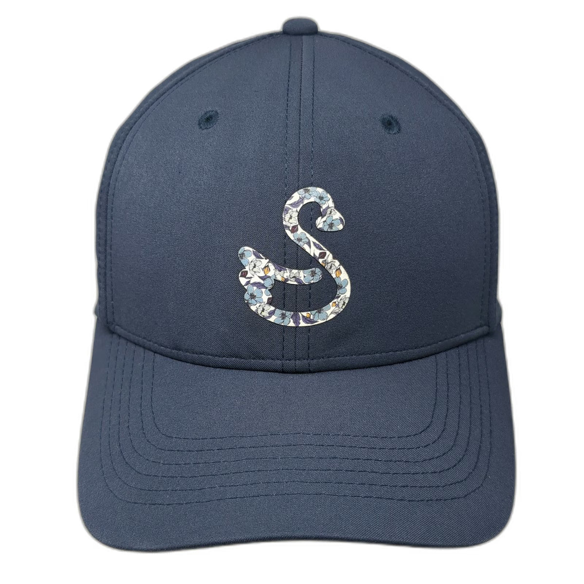 Swannies Golf Snapback Hat Blue OSFM Revere Club Floral Swan Logo Performance