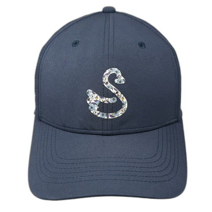 Swannies Golf Snapback Hat Blue OSFM Revere Club Floral Swan Logo Performance