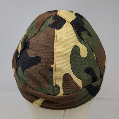 Army Cap Green One Size Reversible Camo Geometric Pattern Work Welders Soft Hat