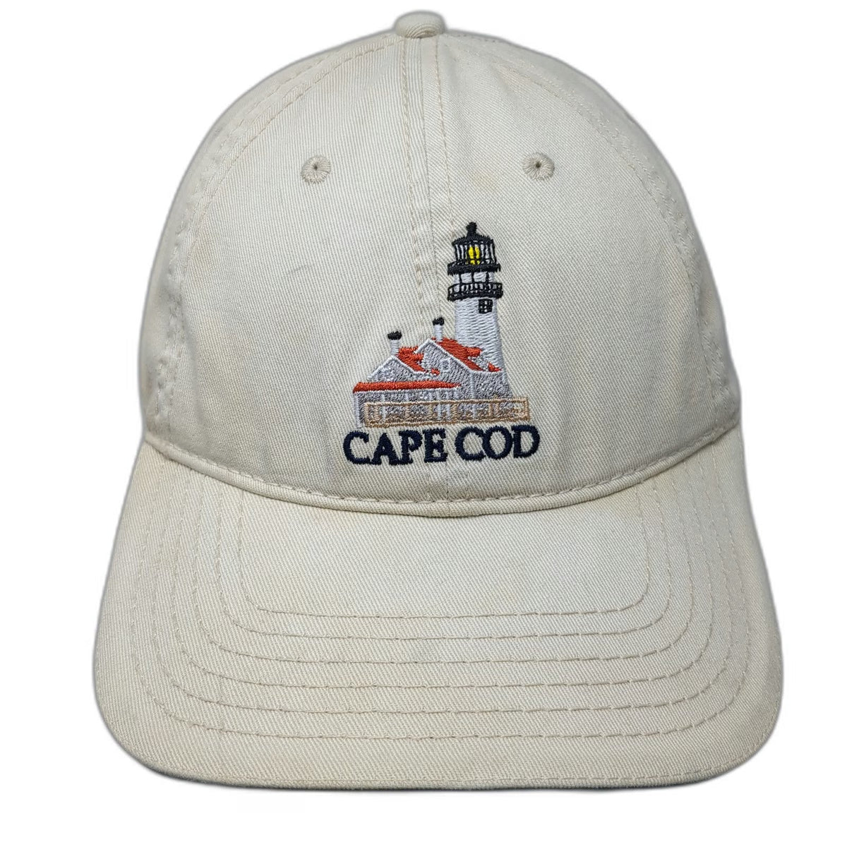 Beige Baseball Cap One Size Cape Cod Lighthouse Embroidered Strapback Cotton Hat