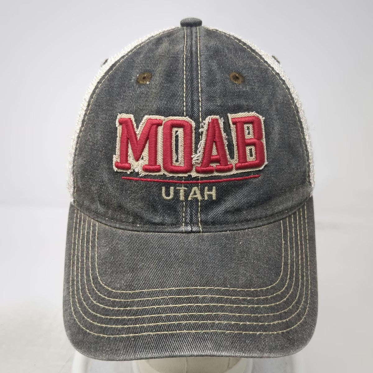 Legacy Trucker Hat Gray One Size Mesh Back Snapback Moab Utah Red White Green