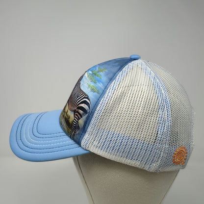 The Mountain Trucker Hat Blue One Size Zebra Savanna Print Wildlife Mesh Back