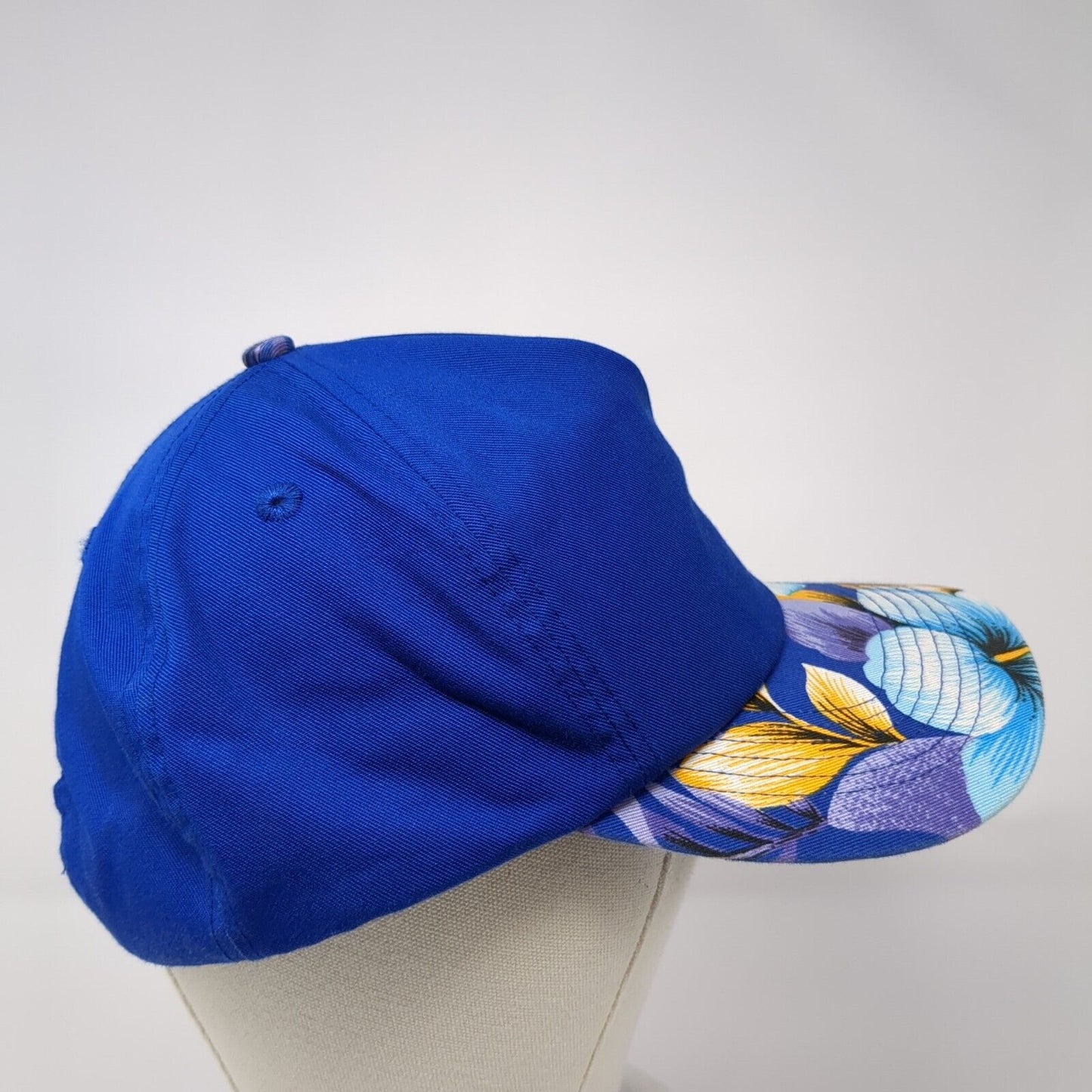San Sun Snapback Hat Blue One Size Adjustable Floral Print Blank