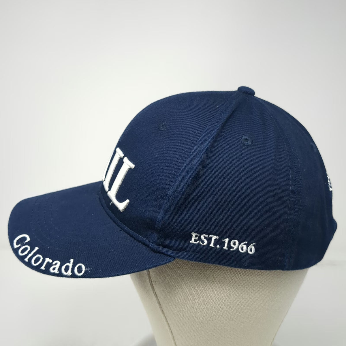 Lucky 7 Baseball Cap Blue OSFM Vail Colorado Embroidered Cotton Slideback Hat
