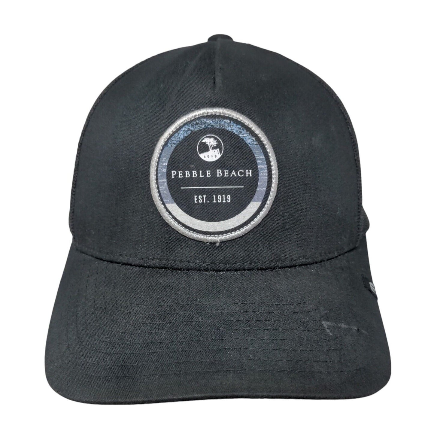 Pebble Beach Patch Snapback Mesh Back Trucker Hat Black One Size