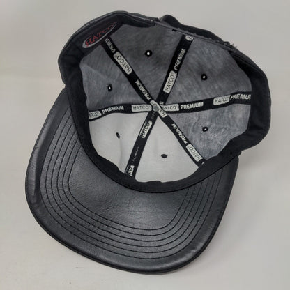 Hatco Snapback Hat Black One Size Adjustable Vegan Leather Solid Blank