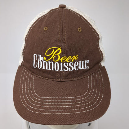 Beer The Connoisseur Snapback Trucker Hat Brown OS Adjustable Mesh Back Cotton