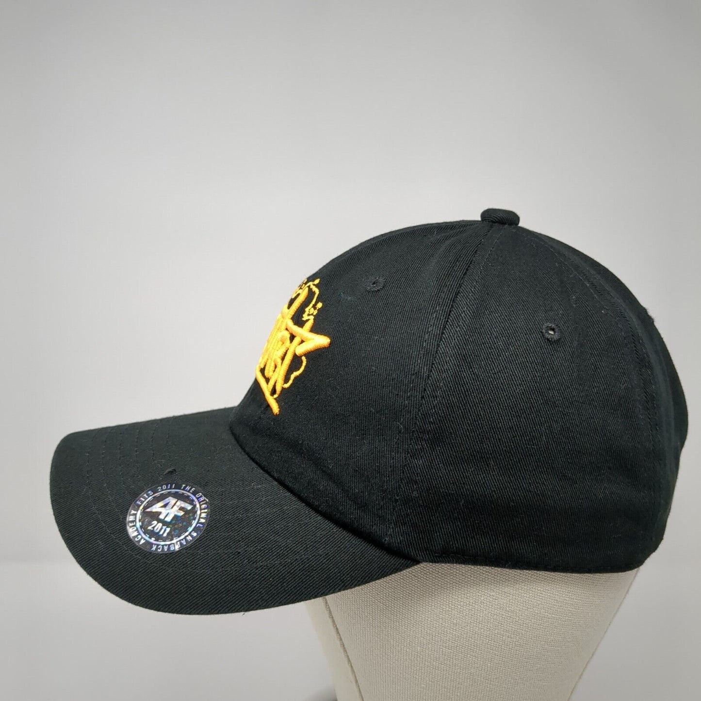 Academy Fits Slideback Hat Black One Size Adjustable Embroidered Art