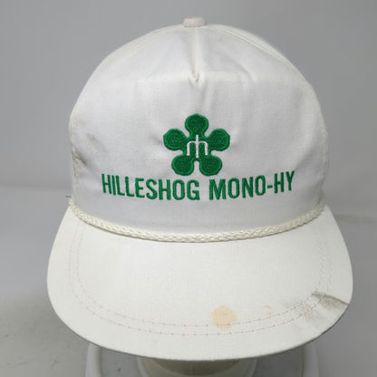 K-Products Trucker White Hat OS Rope Brim Hilleshog Mono-Hy Vintage