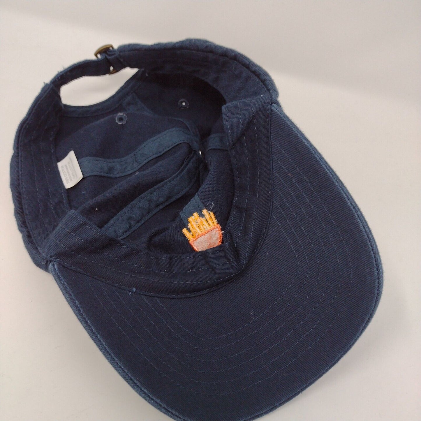 French Fries Slideback Hat Blue OSFA Adjustable Embroidered Vented Holes Cotton