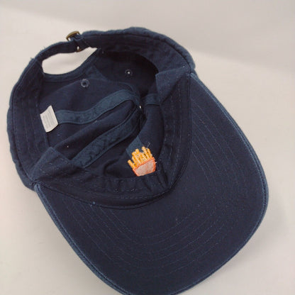 French Fries Slideback Hat Blue OSFA Adjustable Embroidered Vented Holes Cotton