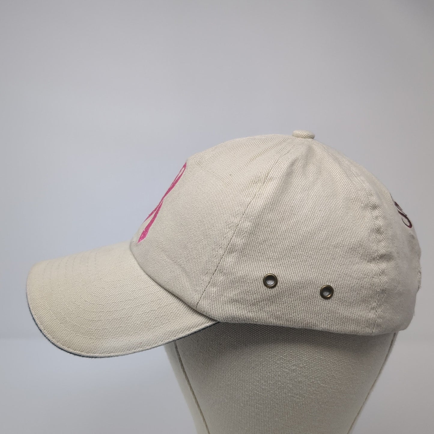 Pink Ribbon Shane Co. Slideback Hat Beige One Size Embroidered Vitronic