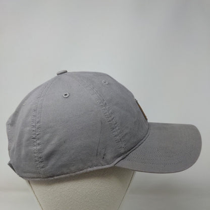 Carhartt Strapback Hat Gray OSFA Embroidered Leather Patch 6 Panel