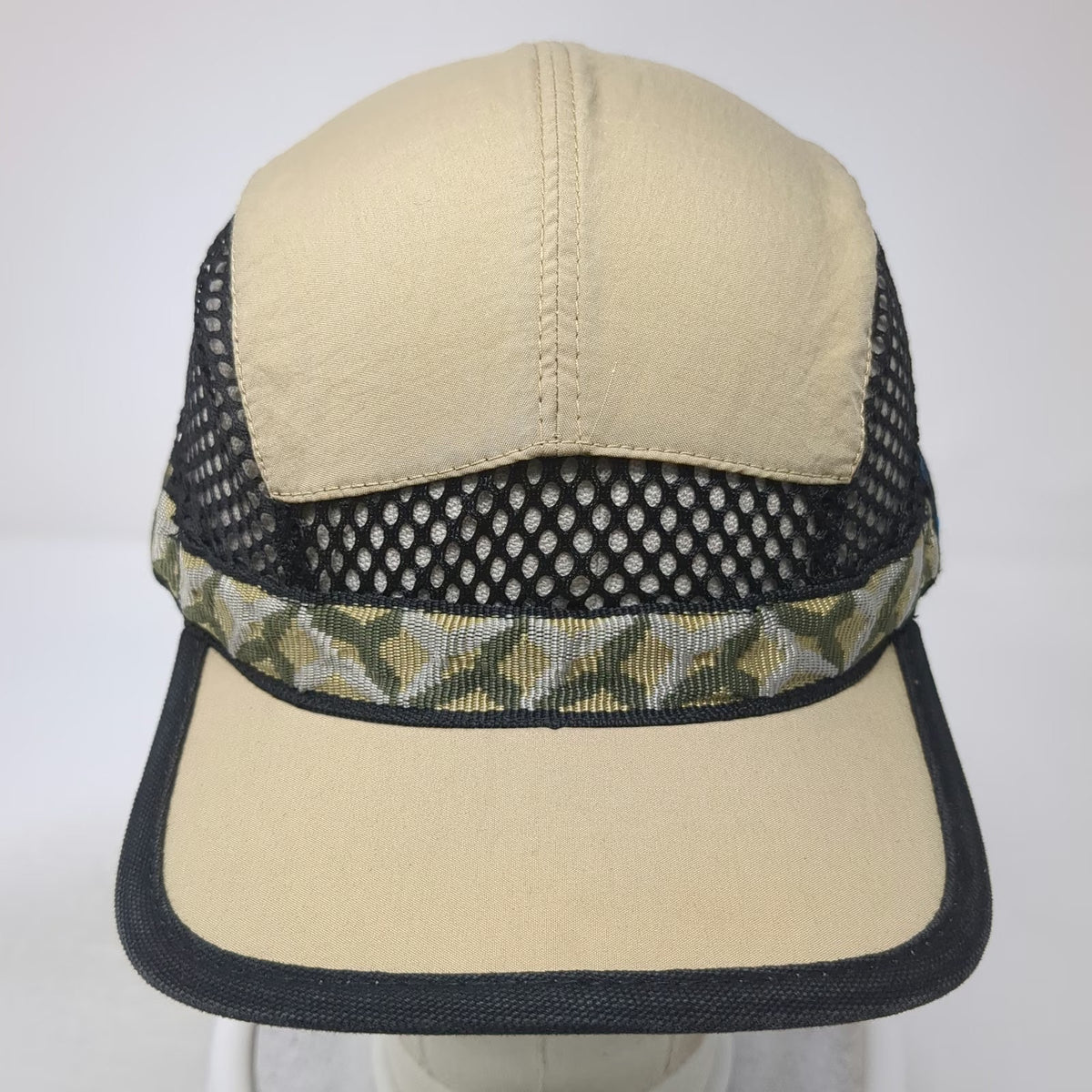 KAVU Baseball Cap Beige M Mesh Nylon Patterned Strap Seattle USA Adjustable Hat
