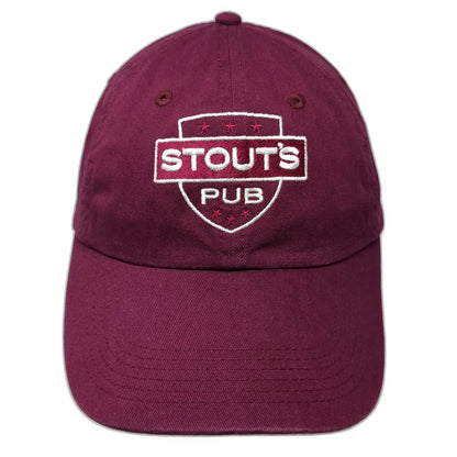 BIG Baseball Cap Red One Size Stouts Pub Shield Embroidered Cotton Slideback Hat