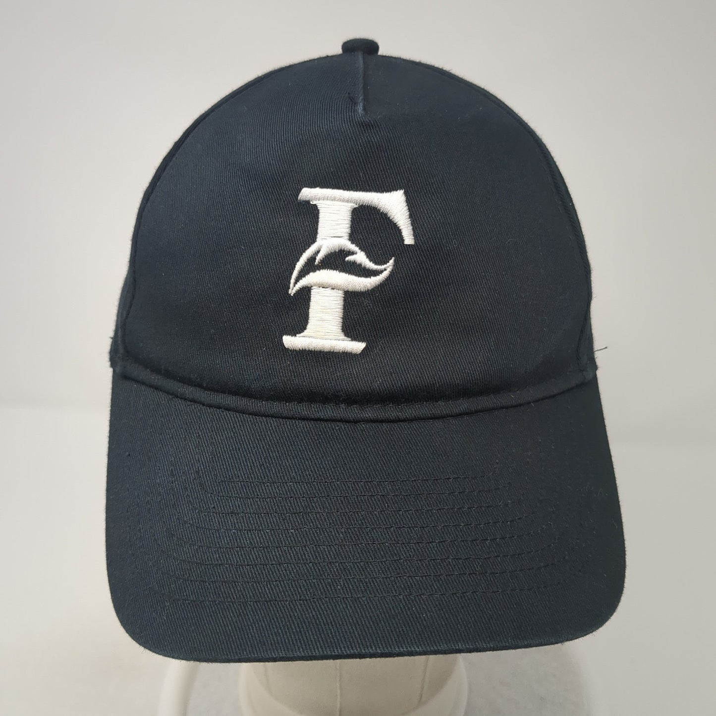 UltraClub Strapback Hat Black One Size Adjustable Embroidered Logo