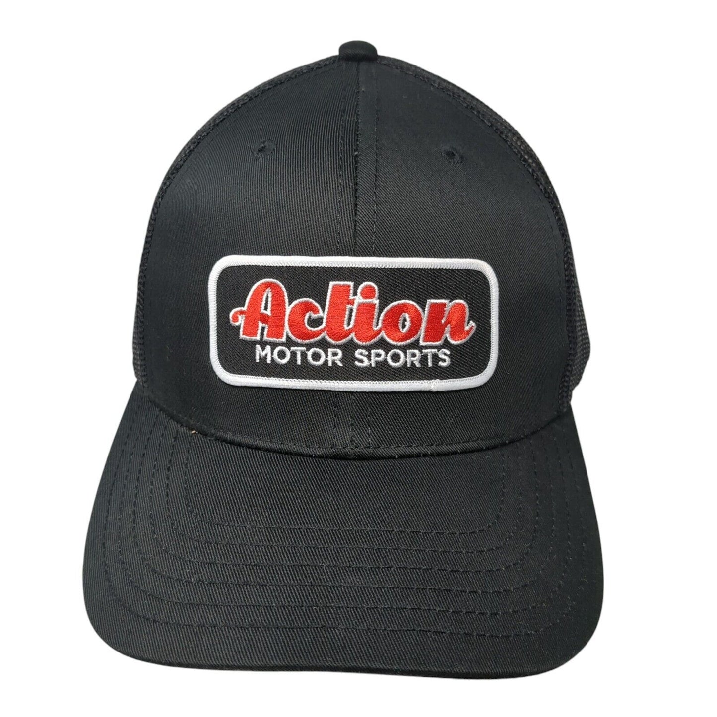 Action Motor Sports Snapback Trucker Hat Black OS Adjustable Mesh Back Otto