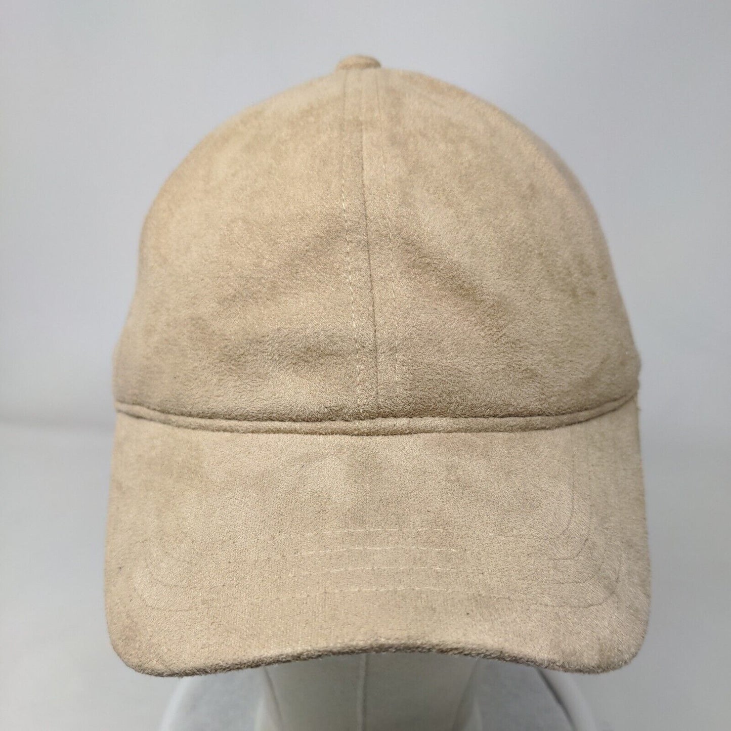 Unbranded Strapback Hat Tan OSFM Suede Adjustable Solid 6 Panel Blank