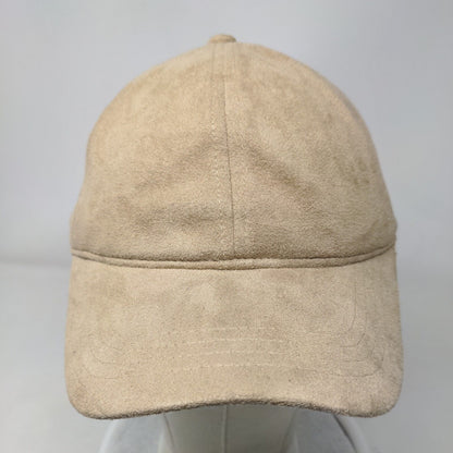Unbranded Strapback Hat Tan OSFM Suede Adjustable Solid 6 Panel Blank