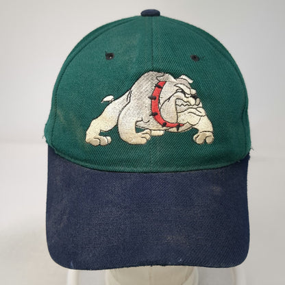 Baseball Cap Green Blue OS Bulldog Mascot Embroidered Hat Strapback Two Tone