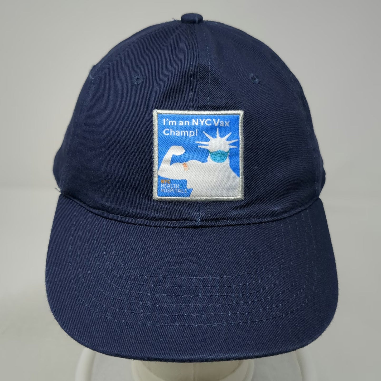 Stronghold PFA Baseball Cap Blue One Size Strapback NYC Health Hospitals Vax Hat
