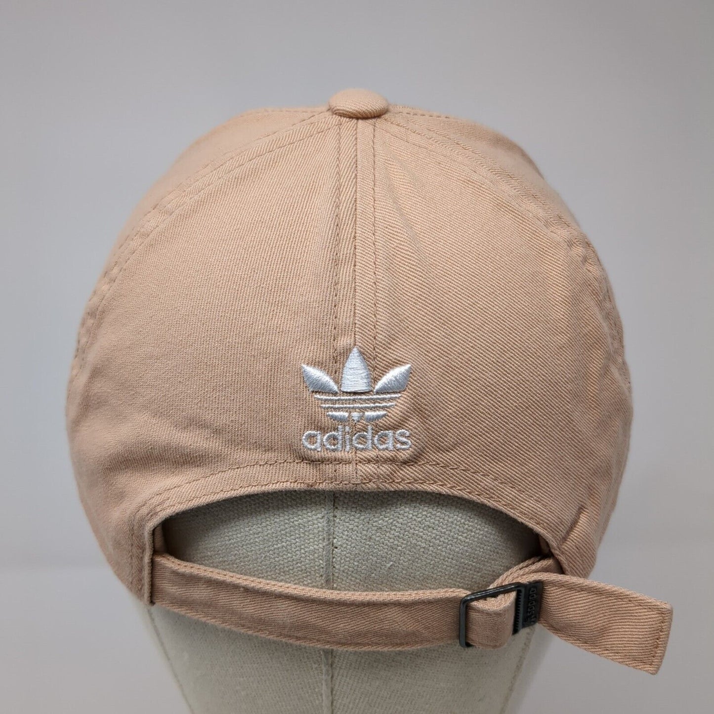 Adidas Slideback Hat Tan OSFA Adjustable Embroidered Trefoil Vented Holes Cotton
