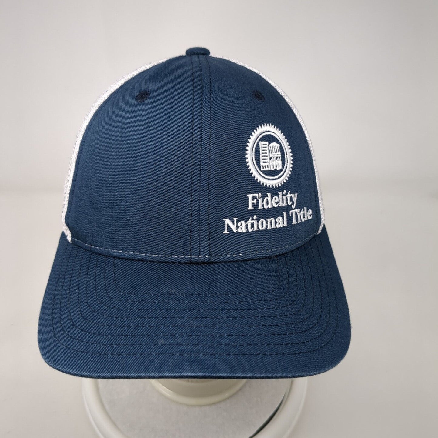 Fidelity National Title Fitted Trucker Hat Blue S/M Flexfit Mesh Back Richardson