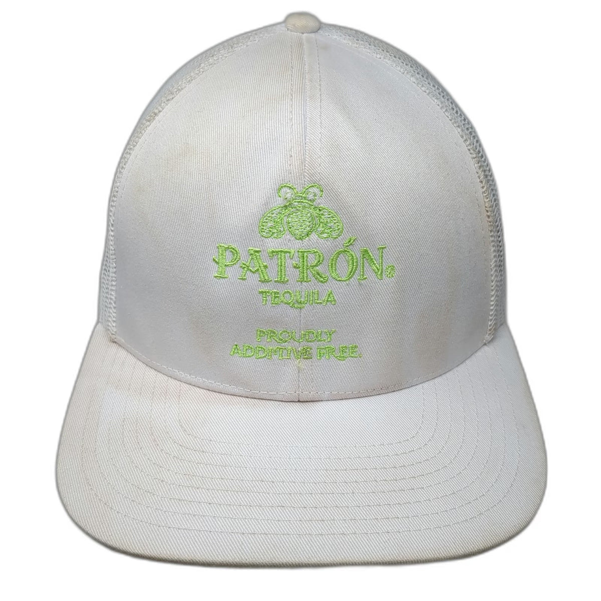 Cap America Trucker Hat White One Size Patron Tequila Bee Additive Free Snapback